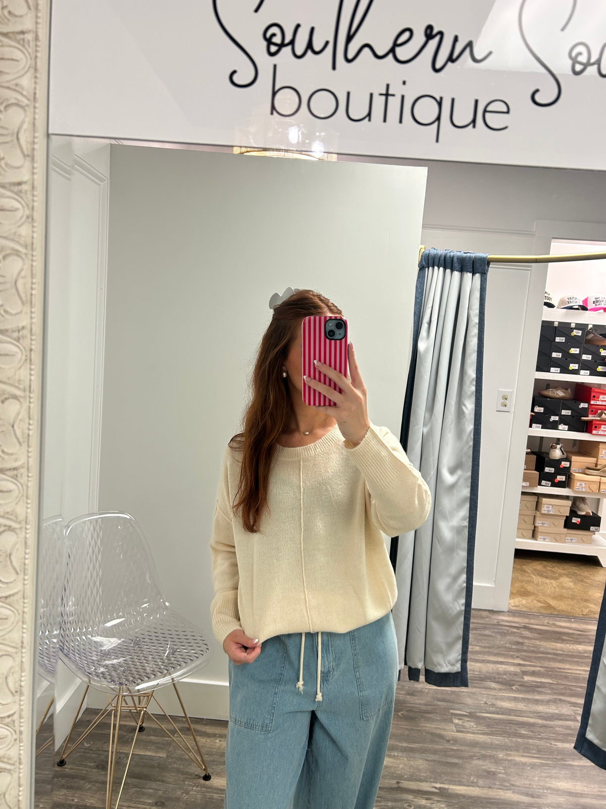 Solid Crewneck Knit Sweater