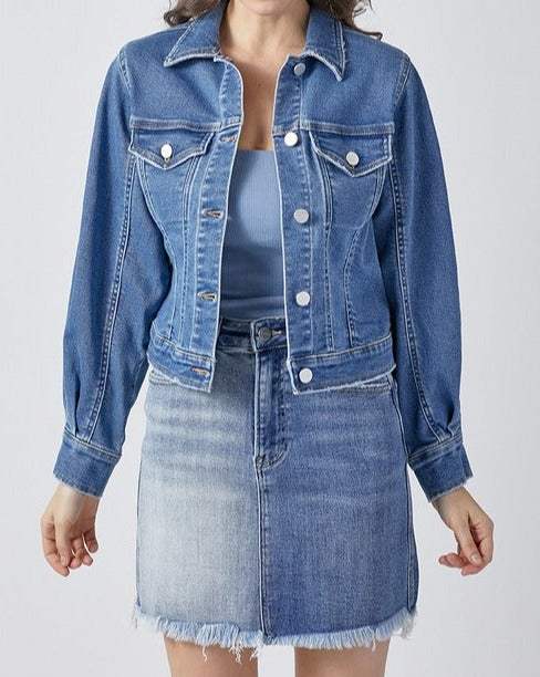 Balloon Sleeve Denim Jacket