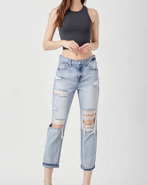 Quick With It HR Crop Boyfriend Jeans