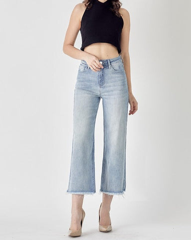 HR Frayed Ankle Wide Jeans