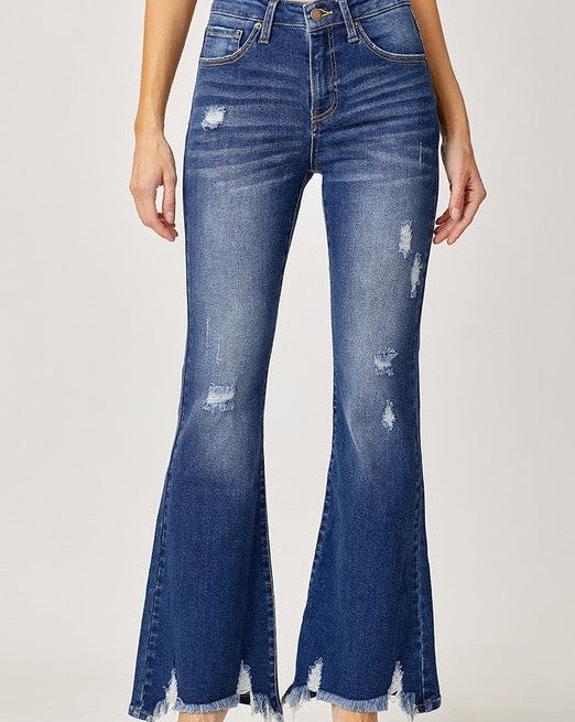 HR Distressed Flare Jeans