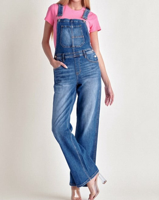 Wide Leg Overall Jeans