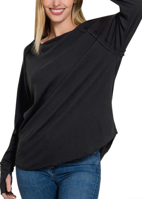 Raglan Sleeve Thumbhole Top