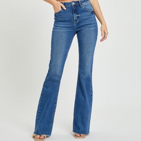 High Rise Raw Cut Bootcut Jeans