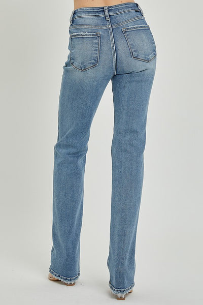 Mid Rise-Long Straight Jeans