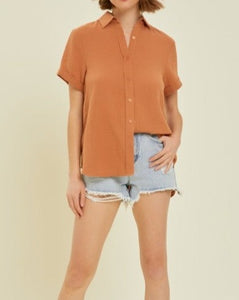 Now and Then Button Front Blouse
