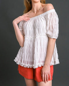 Crinkle Fabric Off The Shoulder Top