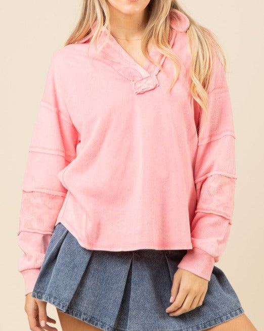 Paisely Contrast Knit Shirt Top