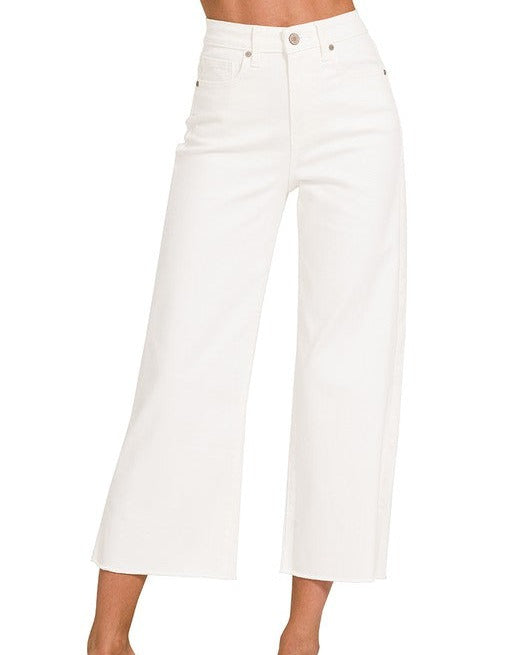 HR Wide Leg Cropped Denim Pants