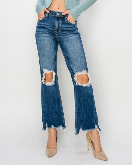 HR Crop Straight Jeans