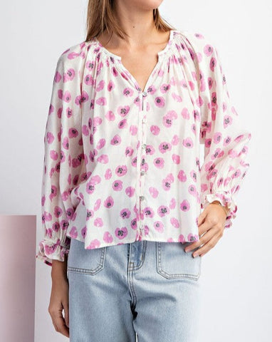 Poppy Button Up Top