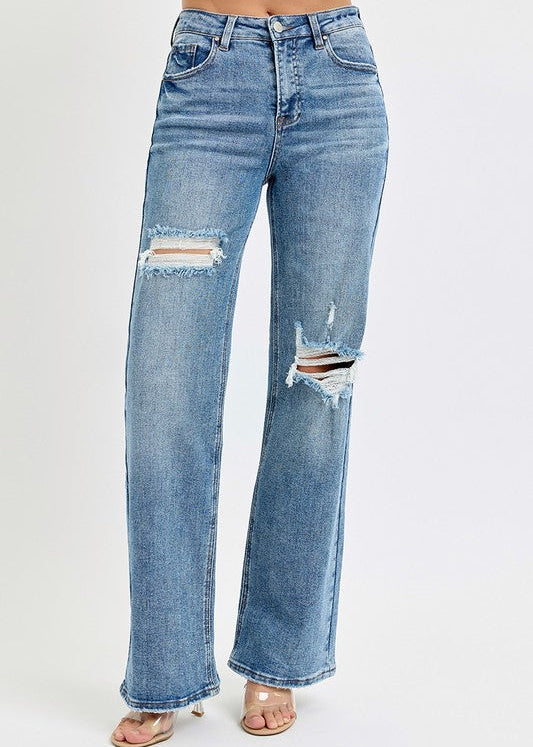 HR Wide Leg Ripped Jean