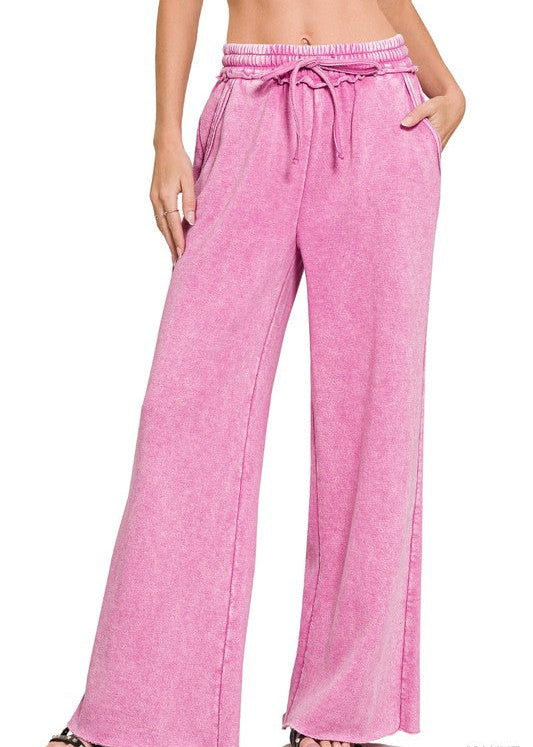 Acid Wash Palazzo Sweatpants