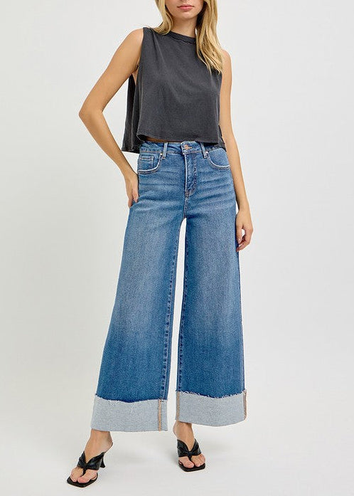 TC HR Crop Wide Cuff Jeans