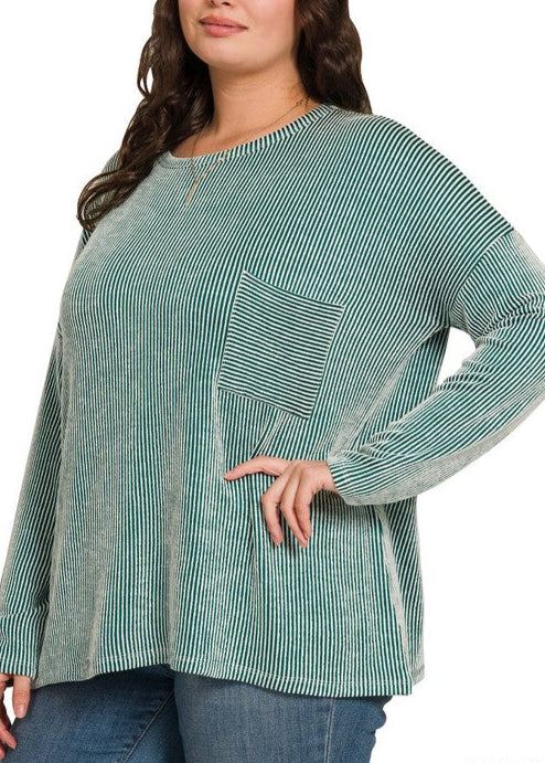 Ribbed Striped Oversized Top
