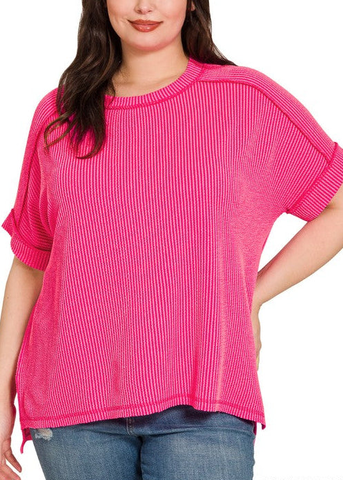 Ribbed Short Sleeve Top