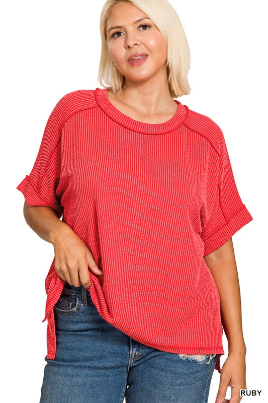Ribbed Short Sleeve Top