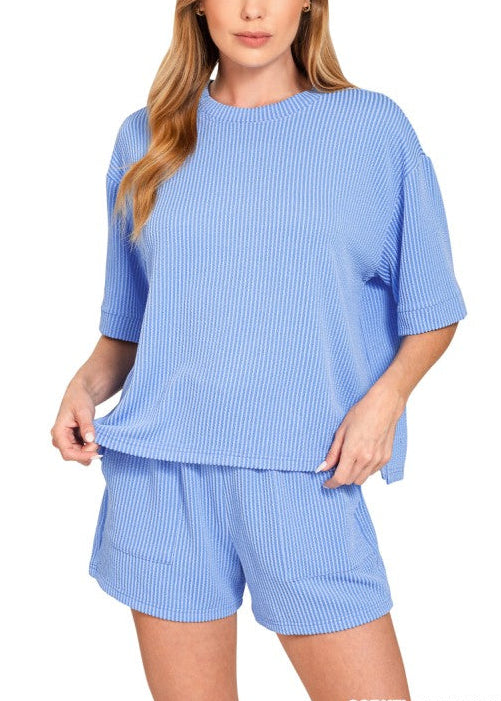 Rib Tee & Short Pants Set
