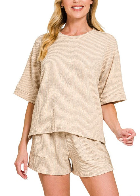 Rib Tee & Short Pants Set