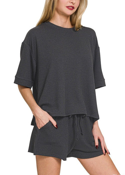 Rib Tee & Short Pants Set