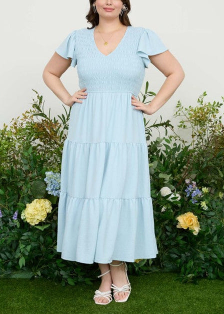 Flutter Sleeve Midi Dress