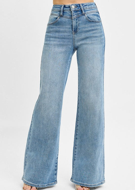 HR Wide Front Yoke Detailed Jeans