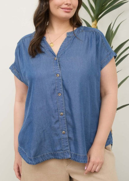 Chambray Short Sleeve Top