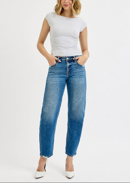 TC HR Ankle Slim Barrel Jeans