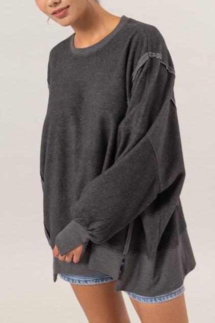 Reverse-Seam Oversized Sweatshirt