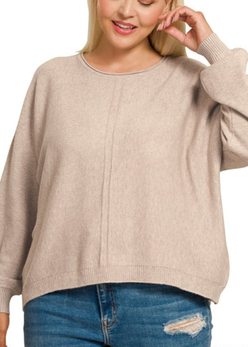 Front Seam Round-neck Sweater