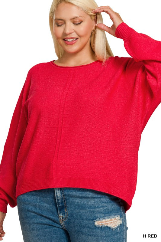Front Seam Round-neck Sweater