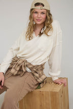 Solid Patchwork Knit Top