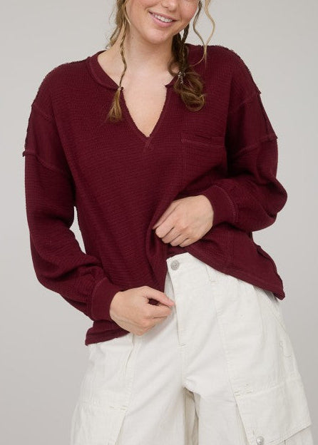 Solid Patchwork Knit Top