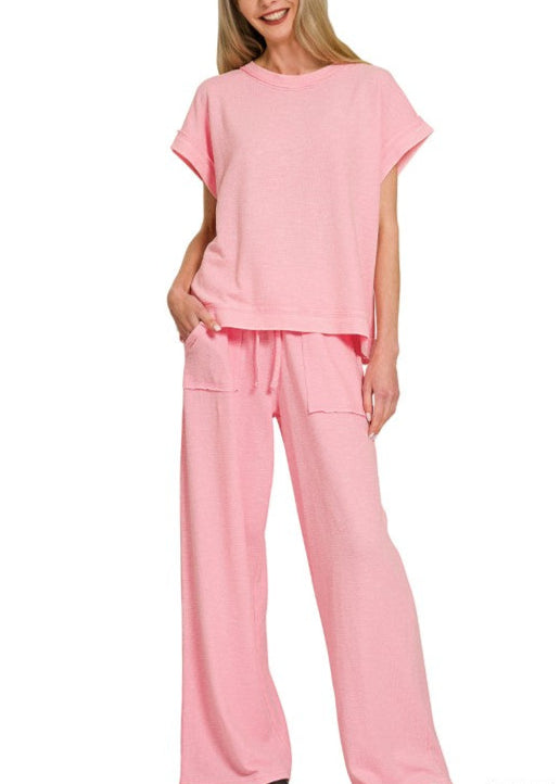 Washed Tee & Long Pants Set