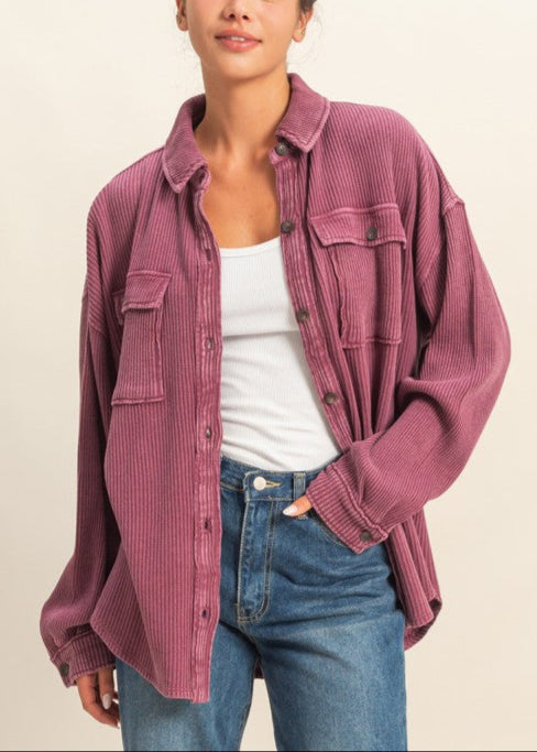 Mineral Washed Waffle Shacket