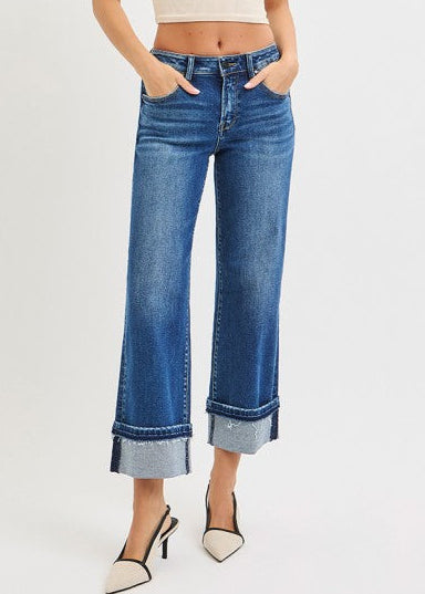 MR Ankle Straight Cuffed Hem Jeans
