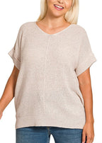 Center Seam Short Sleeve Sweater