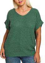 Center Seam Short Sleeve Sweater