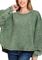 Acid Washed Ribbed Pullover