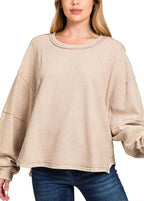 Acid Washed Ribbed Pullover