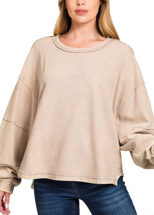 Acid Washed Ribbed Pullover