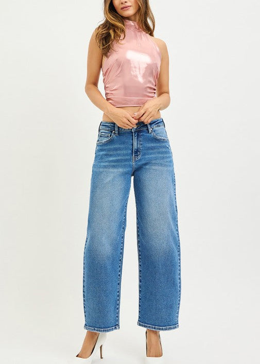 High Rise Crop Barrel Jeans