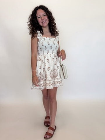 Floral Print Smocked Mini Dress
