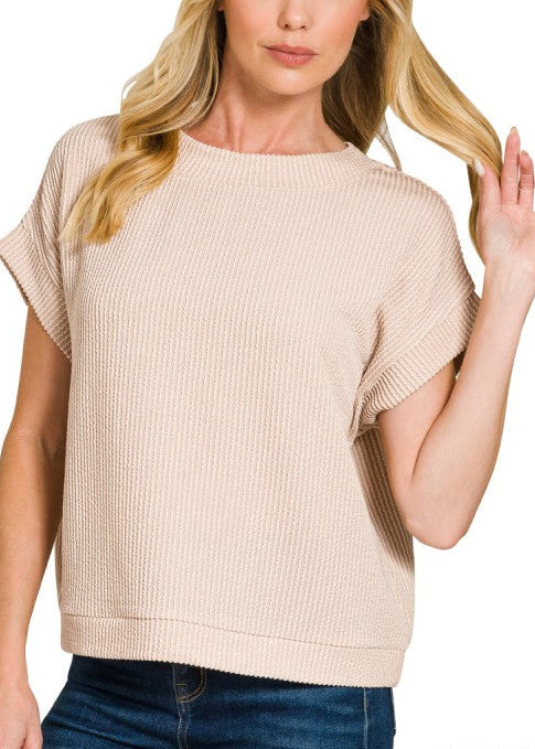 Rib Cap Sleeve Top
