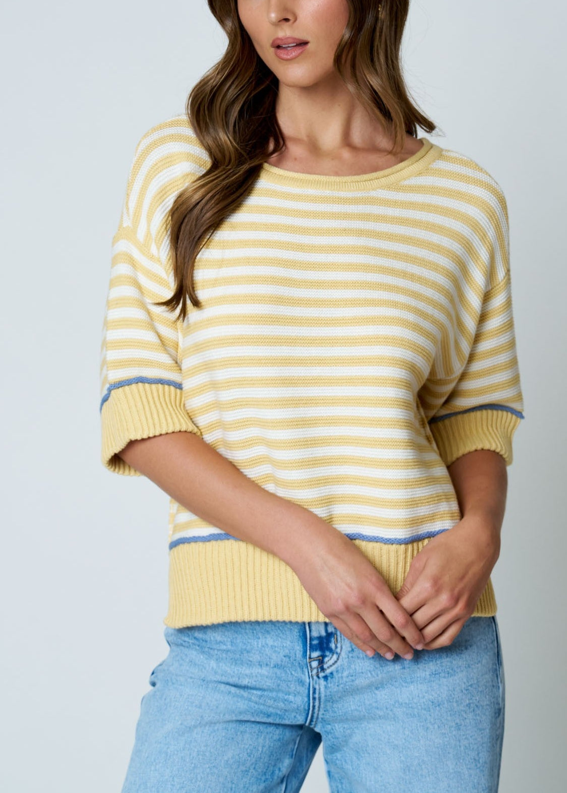 Stripe  Contrast Trim Sweater