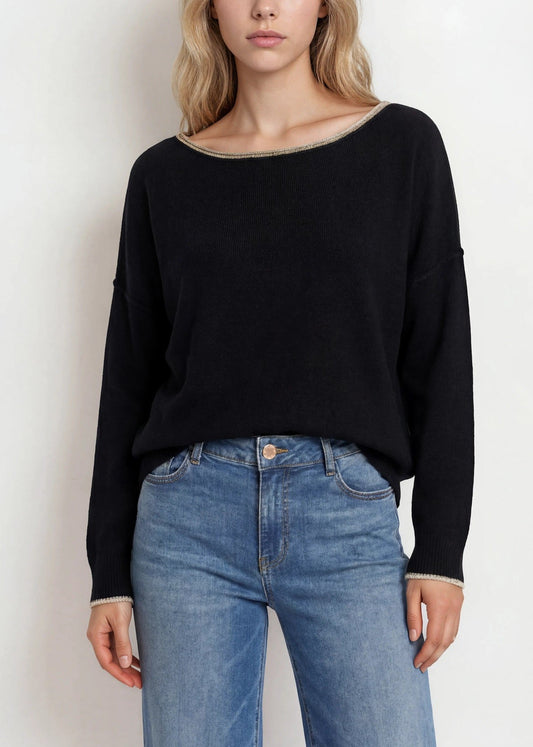 Trim Off Shoulder Sweater