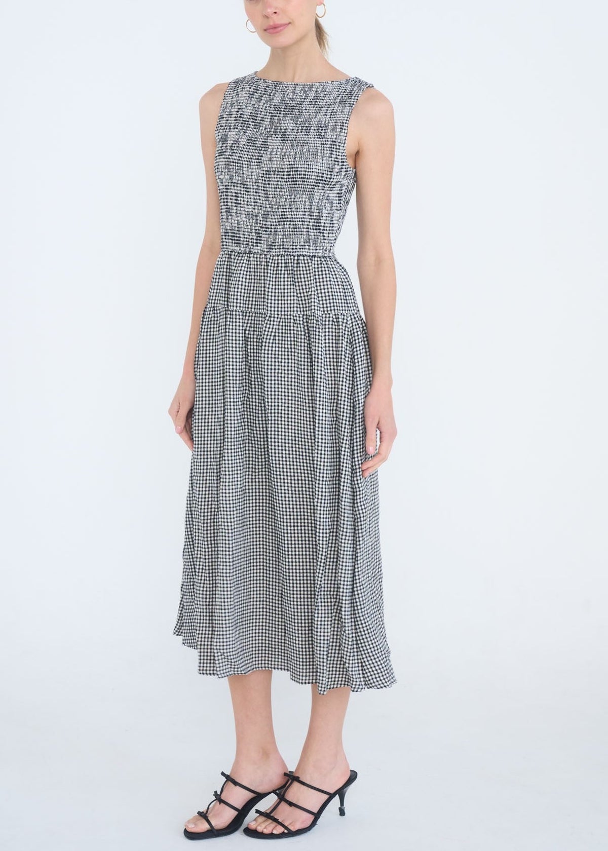 Smocked Gingham Tiered Dress