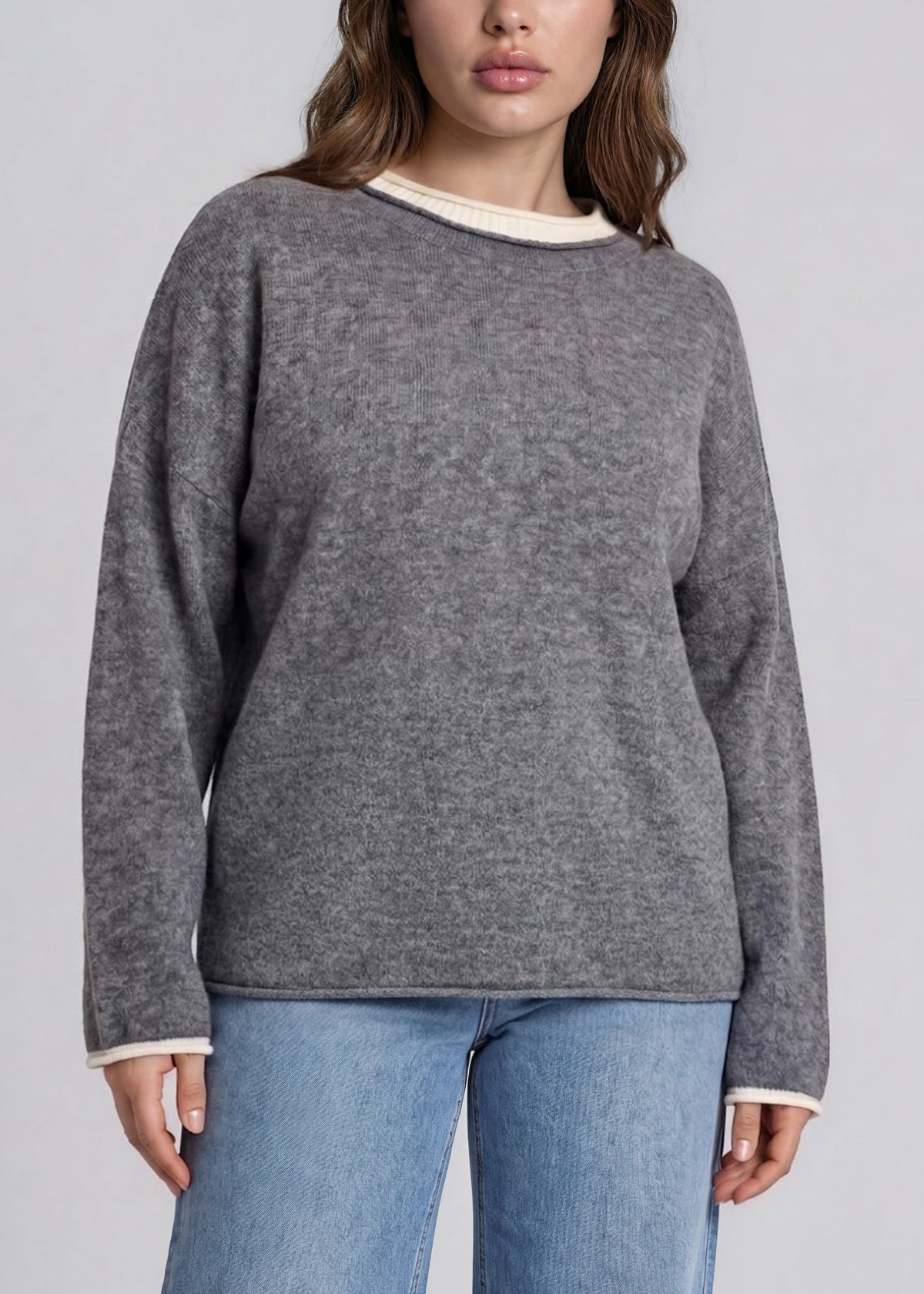 Rolled Edge Knit Sweater