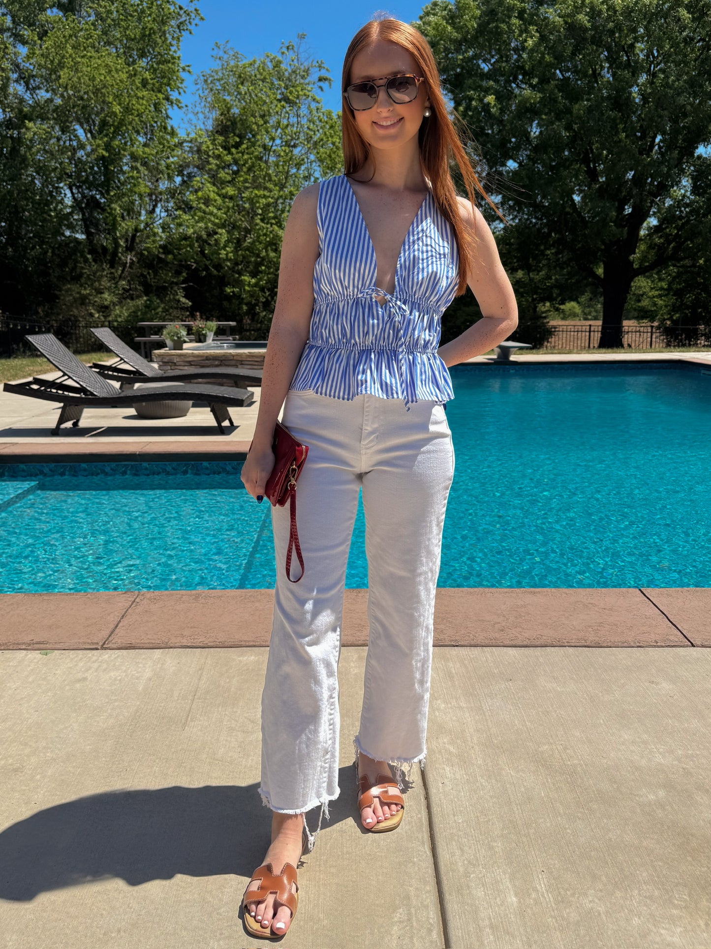 Striped Peplum Sleeveless Top