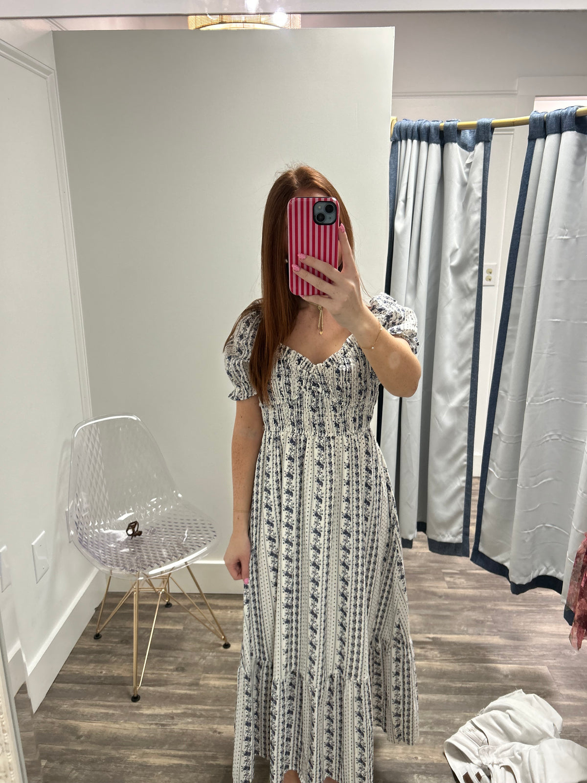 Puff Sleeve Ruffled Midi Dress